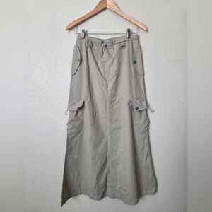Khaki Cargo Maxi Skirt